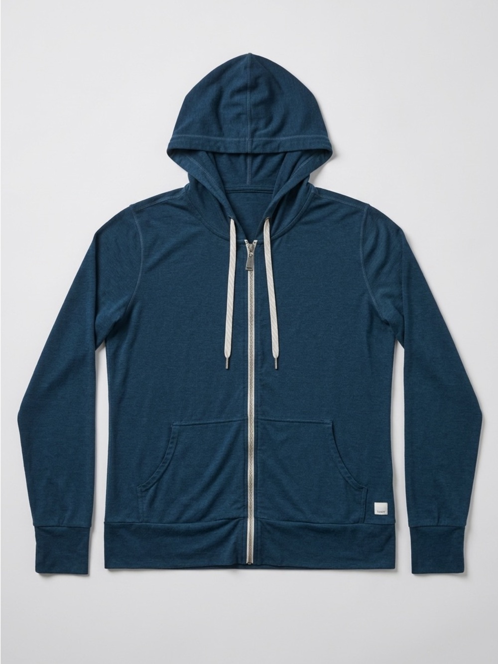 Vuori Navy Zip Hoodie with Contrast Drawstrings